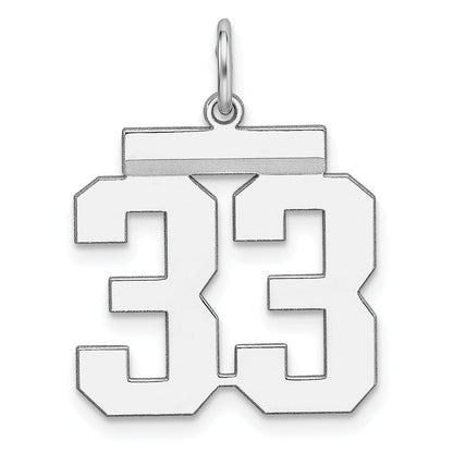 Sterling Silver Sterling/Silver Rhodium-Plated Polished Number 33 Charm