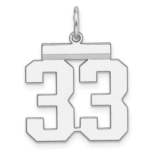 Sterling Silver Sterling/Silver Rhodium-Plated Polished Number 33 Charm