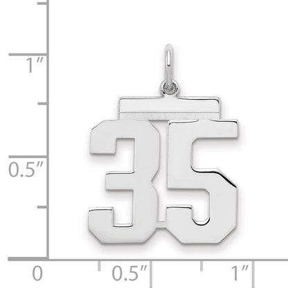 Sterling Silver Sterling/Silver Rhodium-Plated Polished Number 35 Charm