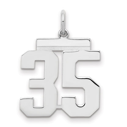 Sterling Silver Sterling/Silver Rhodium-Plated Polished Number 35 Charm