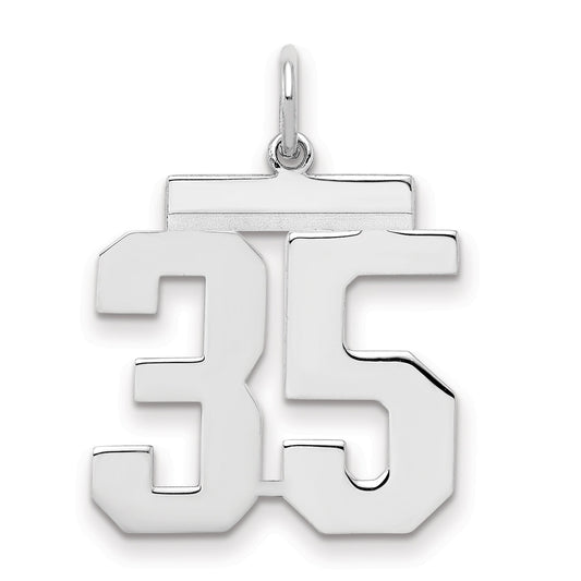 Sterling Silver Sterling/Silver Rhodium-Plated Polished Number 35 Charm