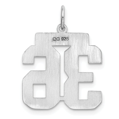 Sterling Silver Sterling/Silver Rhodium-Plated Polished Number 36 Charm