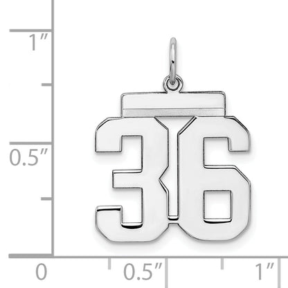 Sterling Silver Sterling/Silver Rhodium-Plated Polished Number 36 Charm