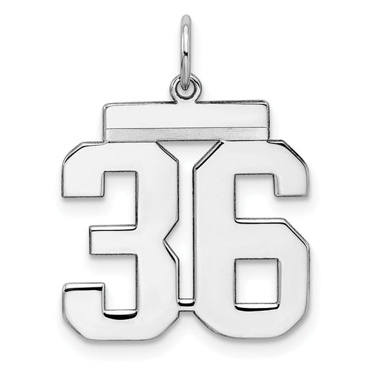 Sterling Silver Sterling/Silver Rhodium-Plated Polished Number 36 Charm
