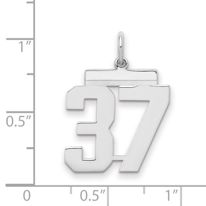 Sterling Silver Sterling/Silver Rhodium-Plated Polished Number 37 Charm
