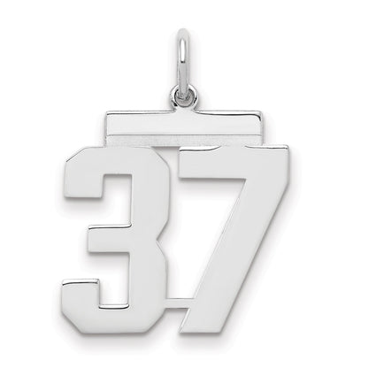 Sterling Silver Sterling/Silver Rhodium-Plated Polished Number 37 Charm
