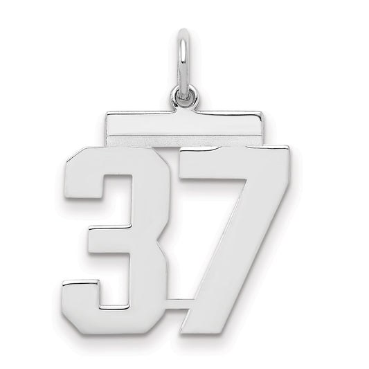 Sterling Silver Sterling/Silver Rhodium-Plated Polished Number 37 Charm