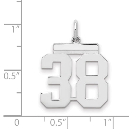 Sterling Silver Sterling/Silver Rhodium-Plated Polished Number 38 Charm