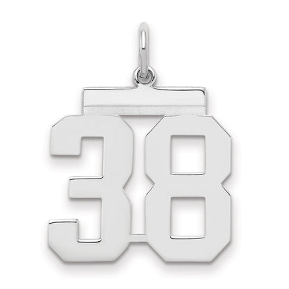 Sterling Silver Sterling/Silver Rhodium-Plated Polished Number 38 Charm