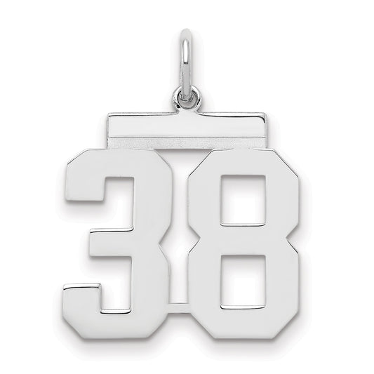 Sterling Silver Sterling/Silver Rhodium-Plated Polished Number 38 Charm