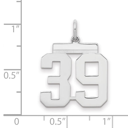 Sterling Silver Sterling/Silver Rhodium-Plated Polished Number 39 Charm