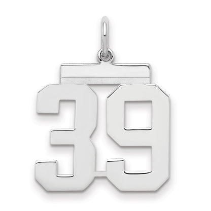 Sterling Silver Sterling/Silver Rhodium-Plated Polished Number 39 Charm