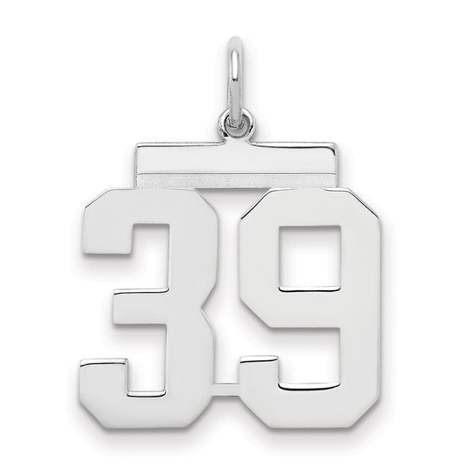 Sterling Silver Sterling/Silver Rhodium-Plated Polished Number 39 Charm