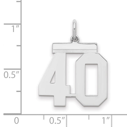 Sterling Silver Sterling/Silver Rhodium-Plated Polished Number 40 Charm