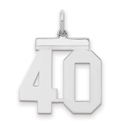 Sterling Silver Sterling/Silver Rhodium-Plated Polished Number 40 Charm