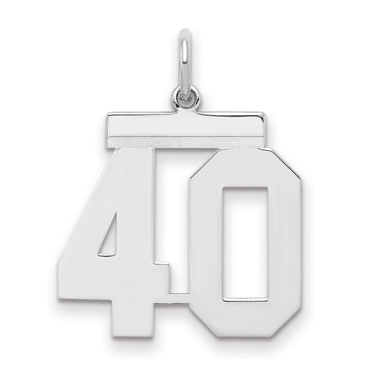 Sterling Silver Sterling/Silver Rhodium-Plated Polished Number 40 Charm