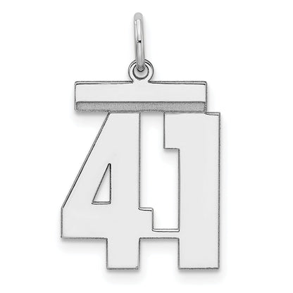 Sterling Silver Sterling/Silver Rhodium-Plated Polished Number 41 Charm