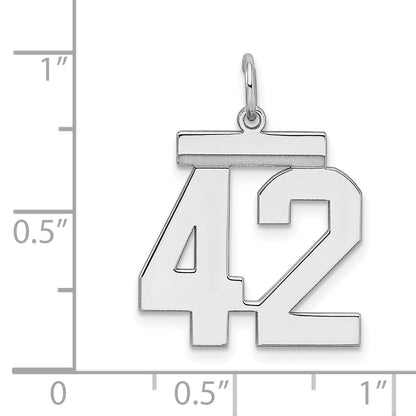 Sterling Silver Sterling/Silver Rhodium-Plated Polished Number 42 Charm