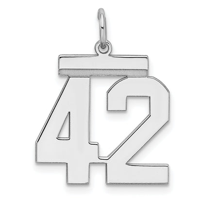 Sterling Silver Sterling/Silver Rhodium-Plated Polished Number 42 Charm