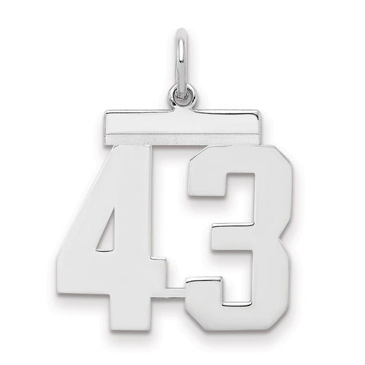 Sterling Silver Sterling/Silver Rhodium-Plated Polished Number 43 Charm