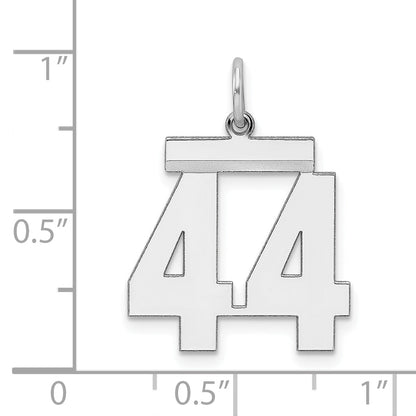 Sterling Silver Sterling/Silver Rhodium-Plated Polished Number 44 Charm