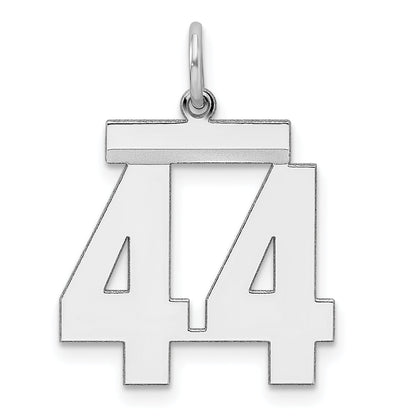 Sterling Silver Sterling/Silver Rhodium-Plated Polished Number 44 Charm