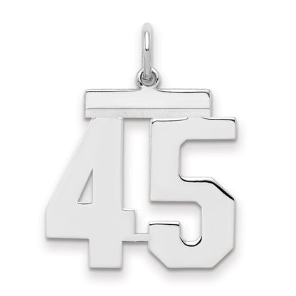 Sterling Silver Sterling/Silver Rhodium-Plated Polished Number 45 Charm