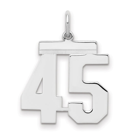 Sterling Silver Sterling/Silver Rhodium-Plated Polished Number 45 Charm