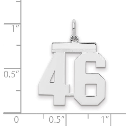 Sterling Silver Sterling/Silver Rhodium-Plated Polished Number 46 Charm