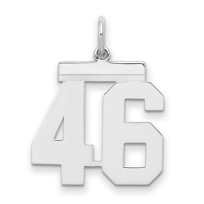 Sterling Silver Sterling/Silver Rhodium-Plated Polished Number 46 Charm