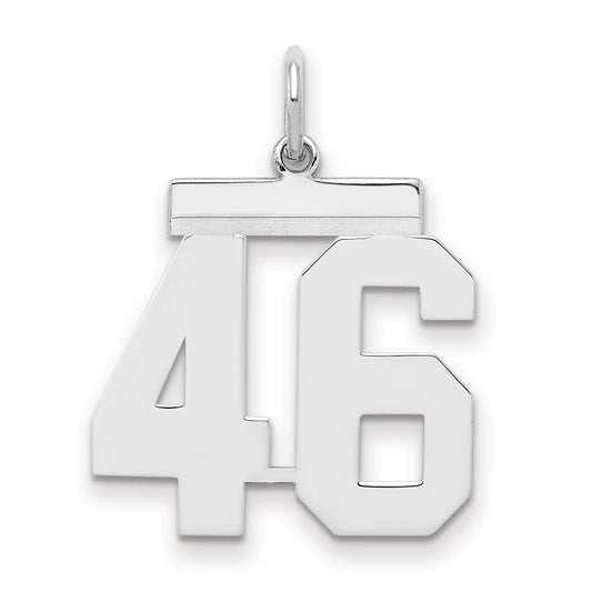 Sterling Silver Sterling/Silver Rhodium-Plated Polished Number 46 Charm