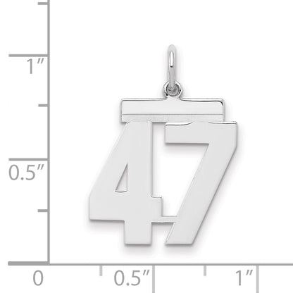 Sterling Silver Sterling/Silver Rhodium-Plated Polished Number 47 Charm