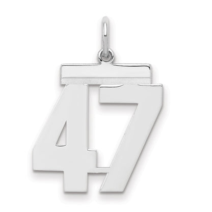 Sterling Silver Sterling/Silver Rhodium-Plated Polished Number 47 Charm