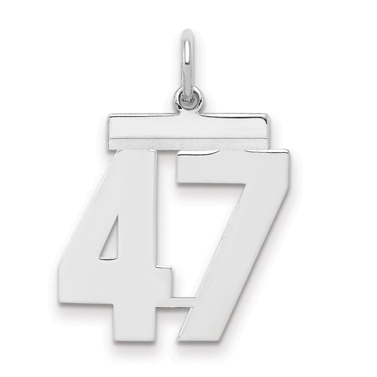 Sterling Silver Sterling/Silver Rhodium-Plated Polished Number 47 Charm