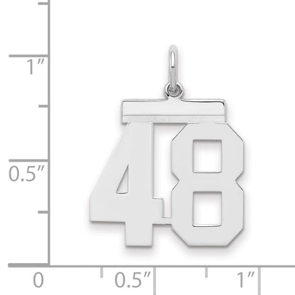 Sterling Silver Sterling/Silver Rhodium-Plated Polished Number 48 Charm