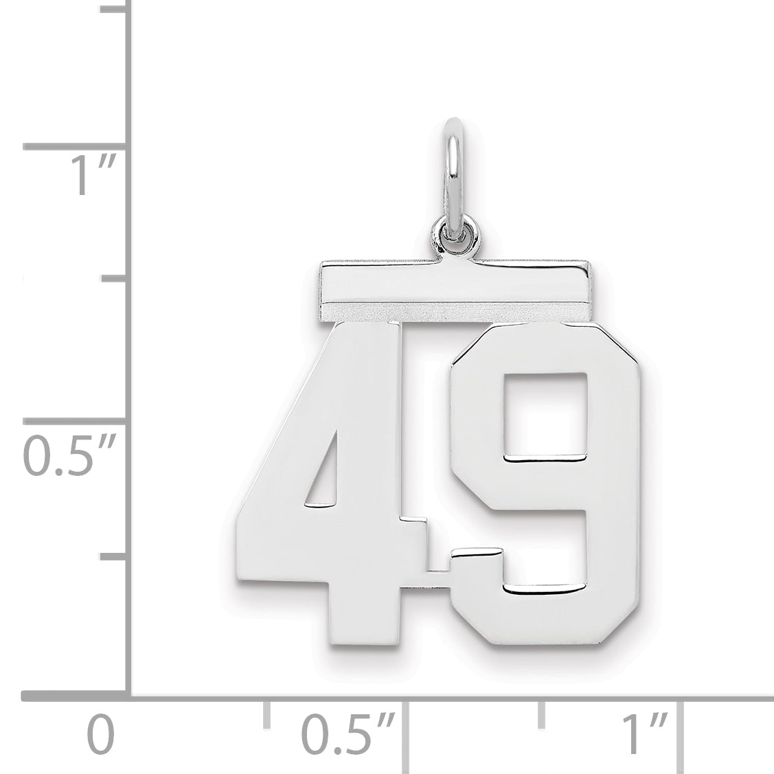Sterling Silver Sterling/Silver Rhodium-Plated Polished Number 49 Charm