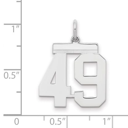 Sterling Silver Sterling/Silver Rhodium-Plated Polished Number 49 Charm