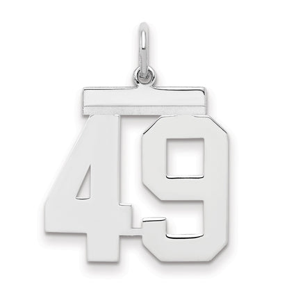 Sterling Silver Sterling/Silver Rhodium-Plated Polished Number 49 Charm