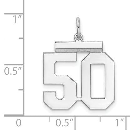 Sterling Silver Sterling/Silver Rhodium-Plated Polished Number 50 Charm