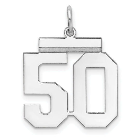 Sterling Silver Sterling/Silver Rhodium-Plated Polished Number 50 Charm