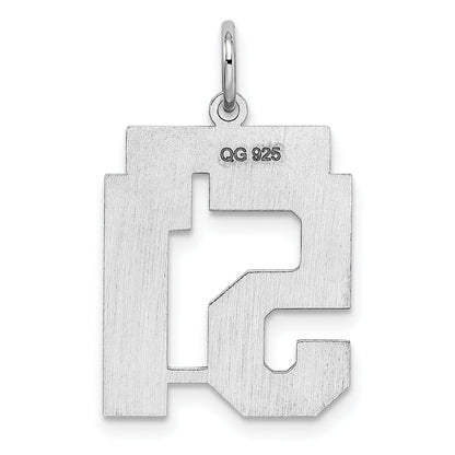 Sterling Silver Sterling/Silver Rhodium-Plated Polished Number 51 Charm