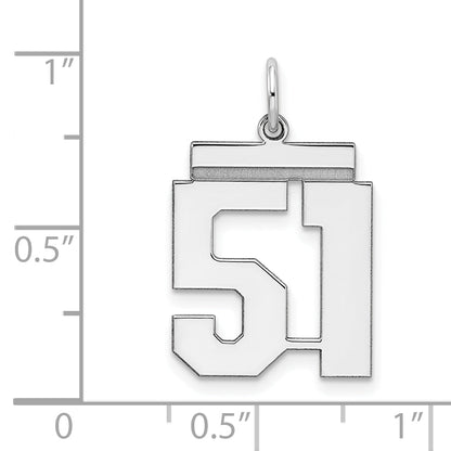 Sterling Silver Sterling/Silver Rhodium-Plated Polished Number 51 Charm