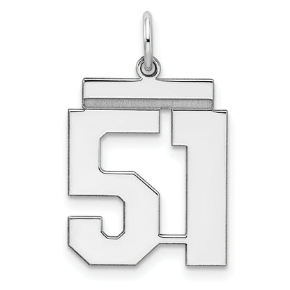 Sterling Silver Sterling/Silver Rhodium-Plated Polished Number 51 Charm