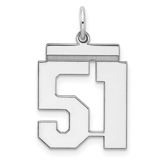 Sterling Silver Sterling/Silver Rhodium-Plated Polished Number 51 Charm