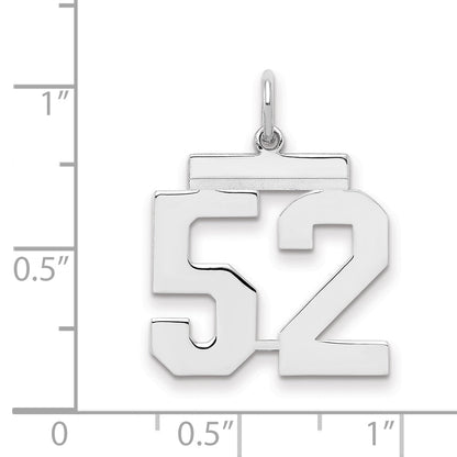 Sterling Silver Sterling/Silver Rhodium-Plated Polished Number 52 Charm
