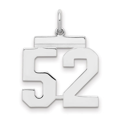 Sterling Silver Sterling/Silver Rhodium-Plated Polished Number 52 Charm