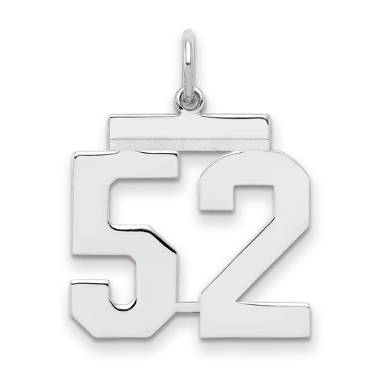 Sterling Silver Sterling/Silver Rhodium-Plated Polished Number 52 Charm
