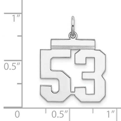 Sterling Silver Sterling/Silver Rhodium-Plated Polished Number 53 Charm