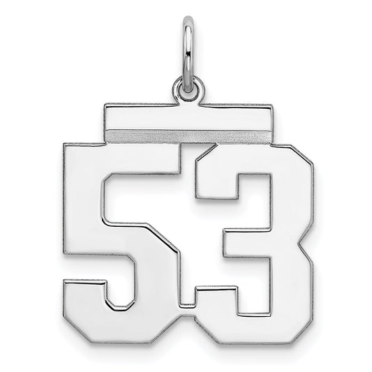 Sterling Silver Sterling/Silver Rhodium-Plated Polished Number 53 Charm
