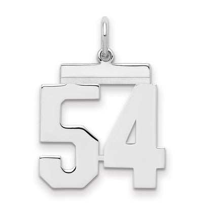 Sterling Silver Sterling/Silver Rhodium-Plated Polished Number 54 Charm
